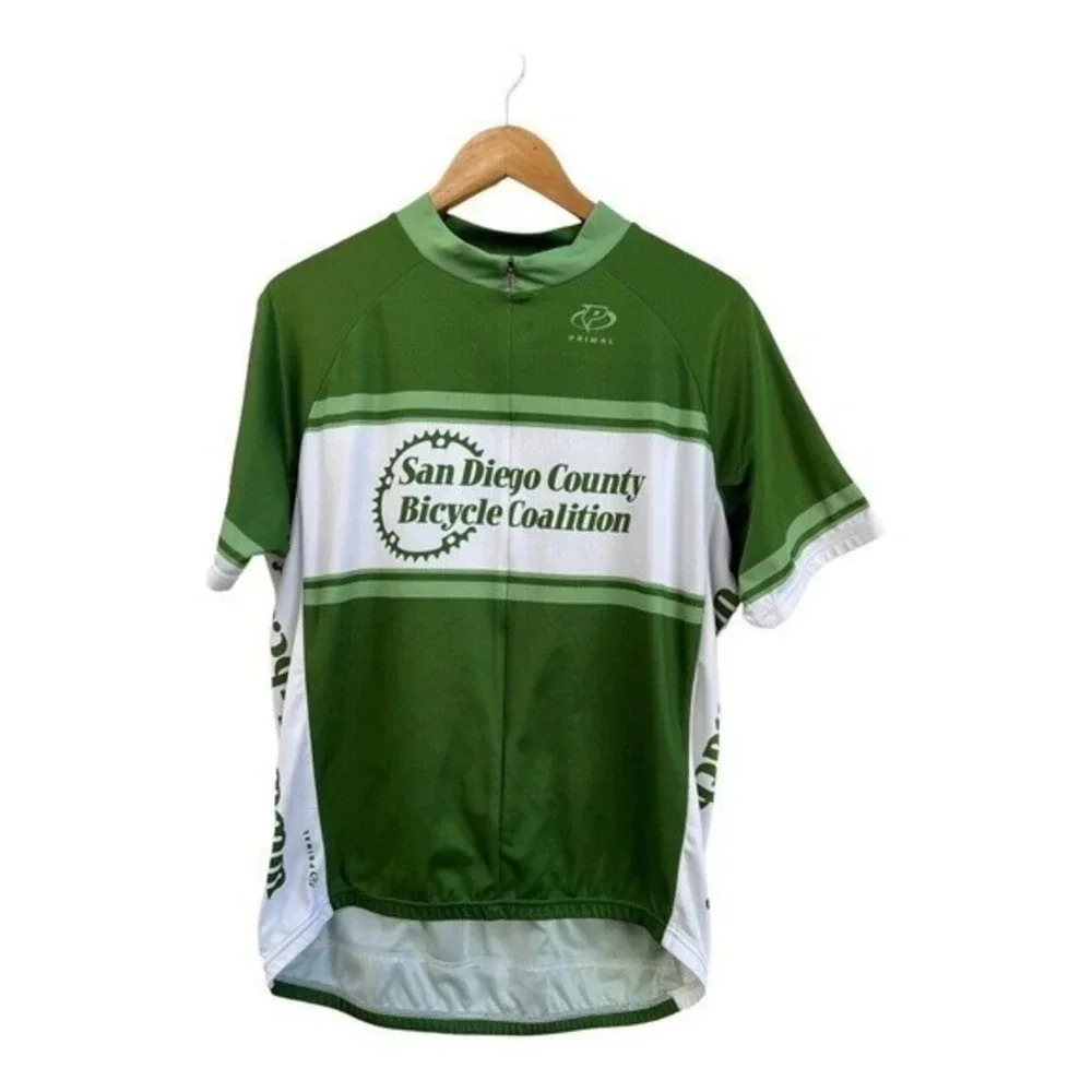 Primal San Diego Bike Coalition Short Sleeve Cycling Jersey Green‎ White SDCBC​​
